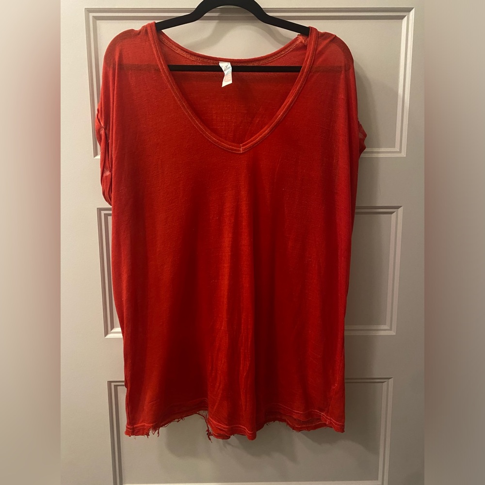 Free People Beach Sheer Red Tee~ Size Medium